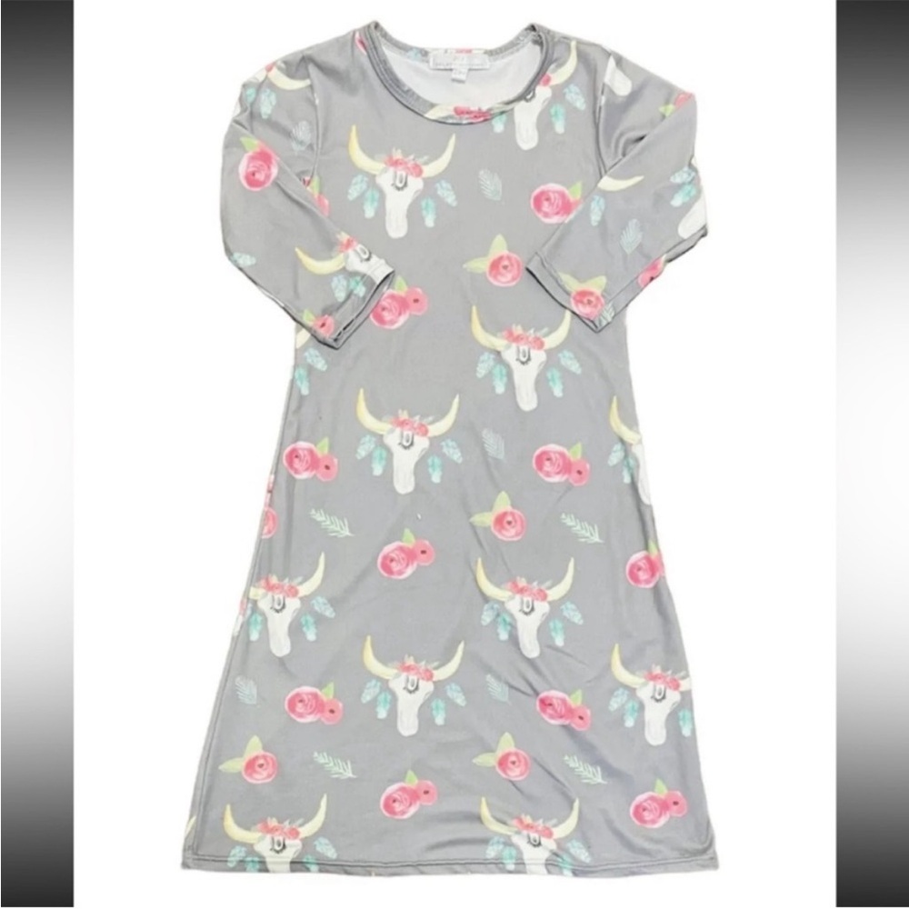 Bailey's Blossoms Boho Floral Cow Skull Maxi Dress